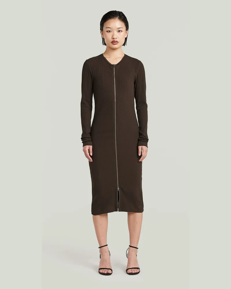 G-STAR RAW 2 Way Slim Rib Kleid - Braun - Damen Braun