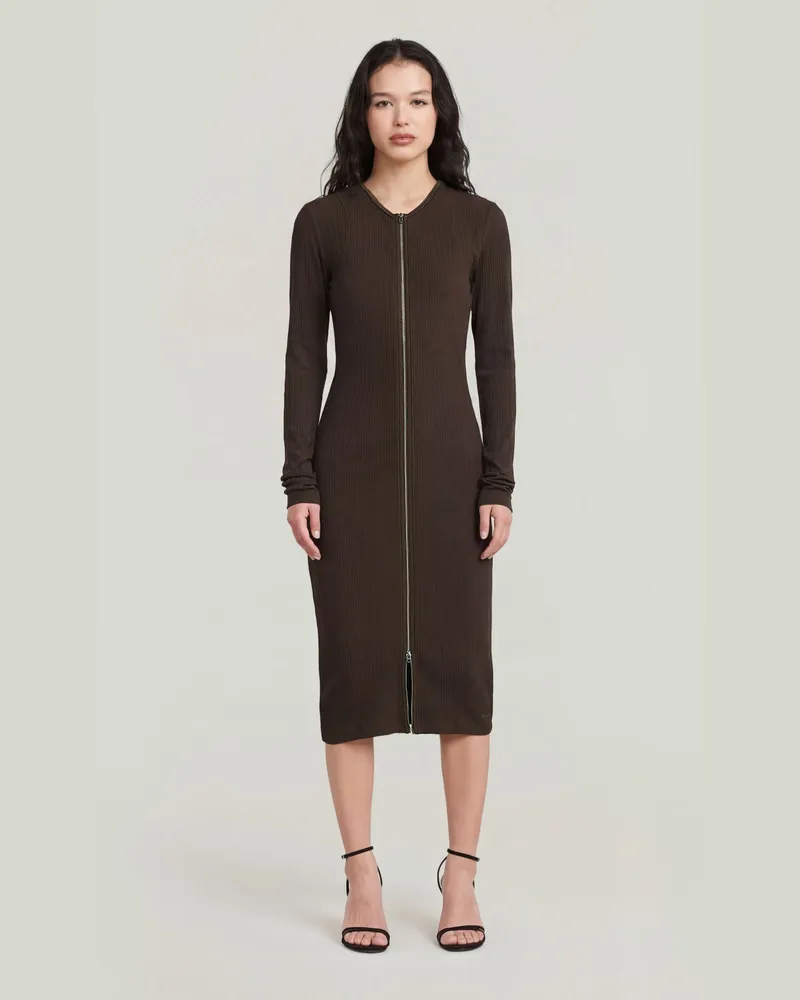 G-STAR RAW 2 Way Slim Rib Kleid - Braun - Damen Braun