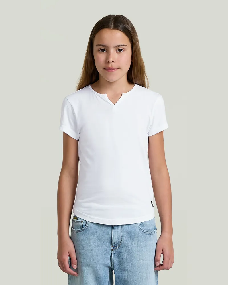 G-STAR RAW Girls Micro Placket Slim T-Shirt - Weiß - mädchen Weiß