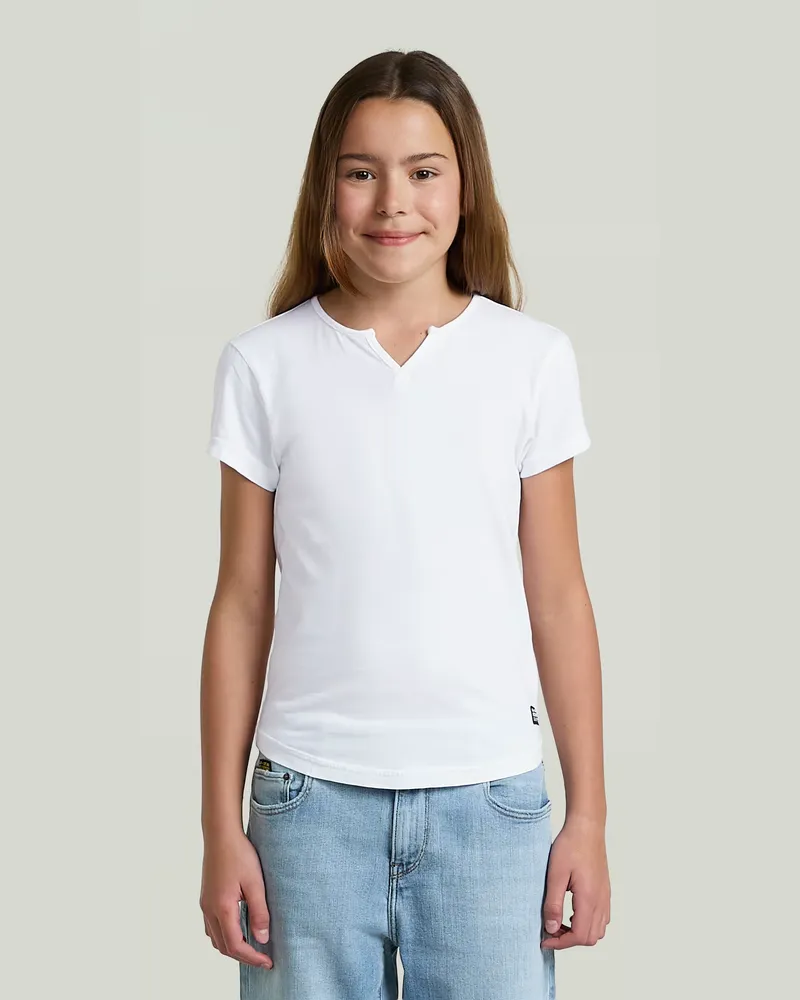 G-STAR RAW Girls Micro Placket Slim T-Shirt - Weiß - mädchen Weiß