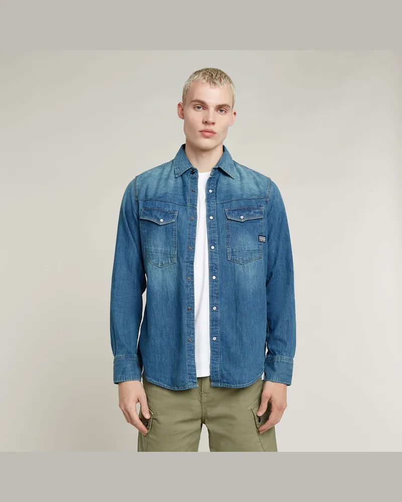 G-STAR RAW Slim Denim Hemd - Mittelblau - Herren Mittelblau