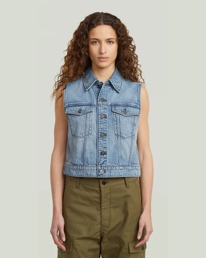 G-STAR RAW Shrunken Denim Weste - Hellblau - Damen Hellblau
