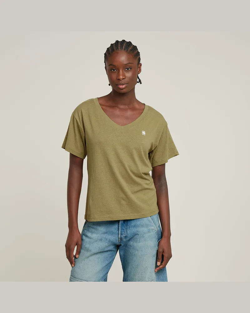 G-STAR RAW Open V-Neck Relaxed Top - Grün - Damen Grün