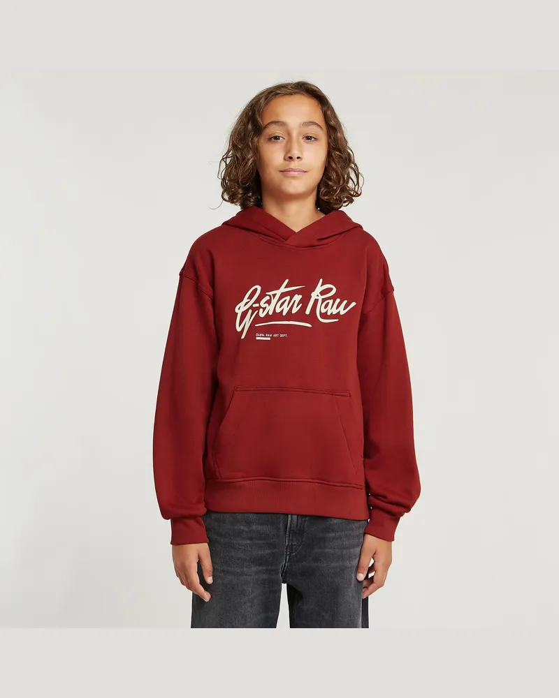 G-STAR RAW Jungen Hoodie Loose Brushed - Rot - jungen Rot