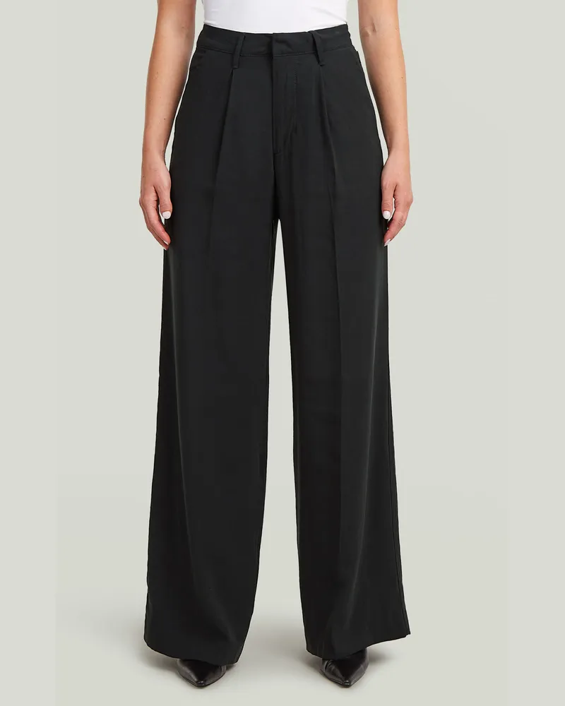 G-STAR RAW Fluid Wide Leg Hose - Schwarz - Damen Schwarz