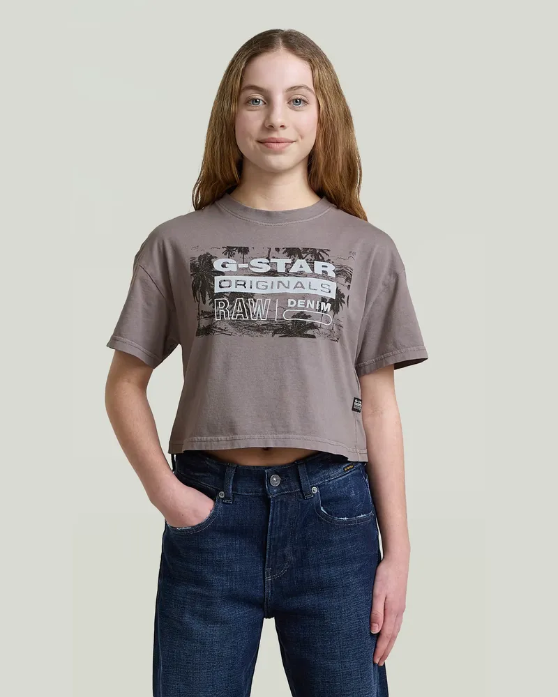 G-STAR RAW Girls Cropped Relaxed T-Shirt - Grau - mädchen Grau