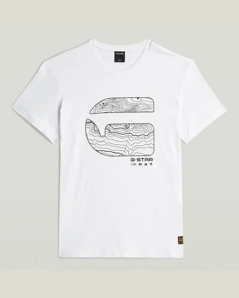 G-STAR RAW Logo Map T-Shirt - Weiß - Herren Weiß