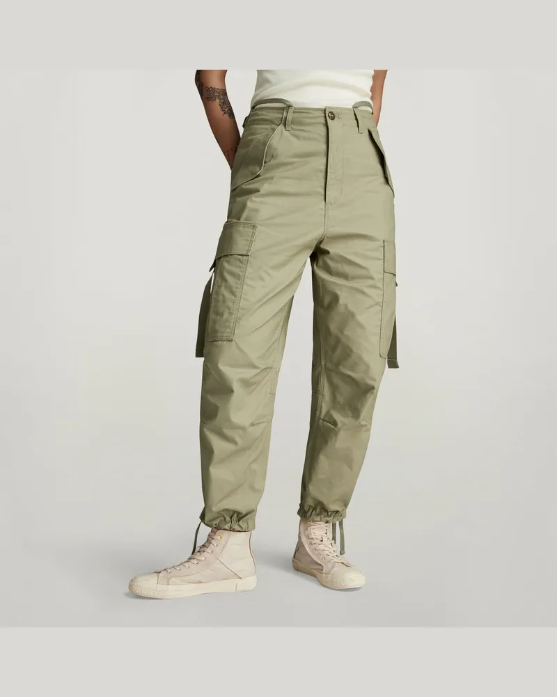 G-STAR RAW Cargo Cropped Drawcord Hose - Grün - Damen Grün