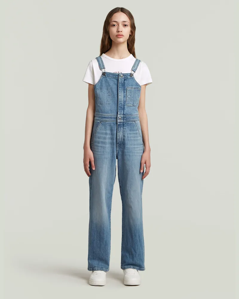 G-STAR RAW Girls Straight Leg Zip Dungaree - Hellblau - mädchen Hellblau
