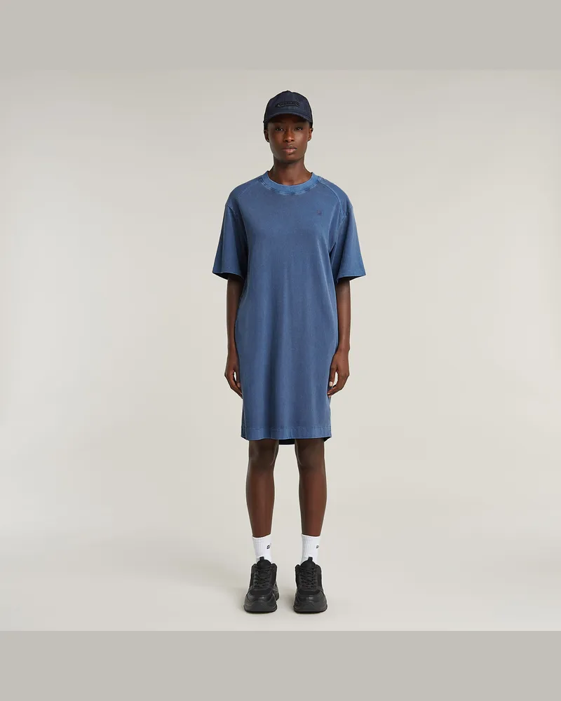 G-STAR RAW Overdyed Saddle Sleeve Loose T-Shirt-Kleid - Mittelblau - Damen Mittelblau