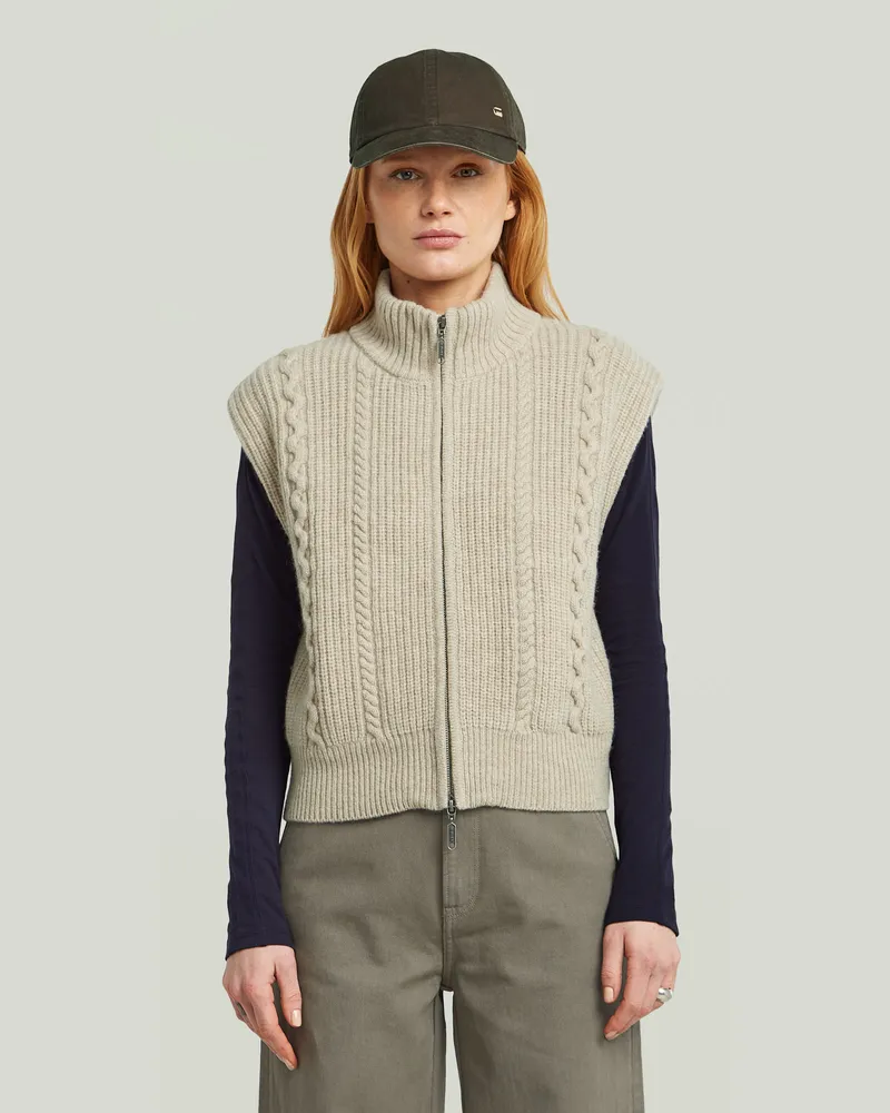 G-STAR RAW Cable Full Zip Vest Knit - Mehrfarbig - Damen Mehrfarbig