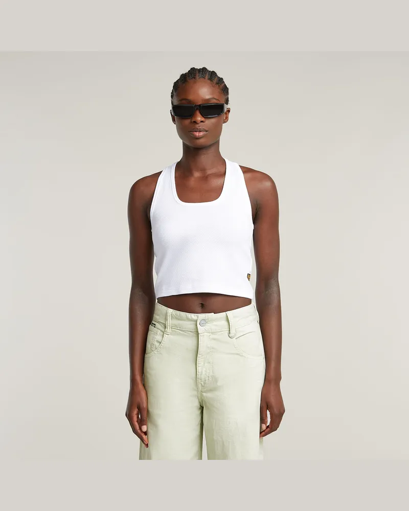 G-STAR RAW Back Snap Slim Cropped Top - Weiß - Damen Weiß