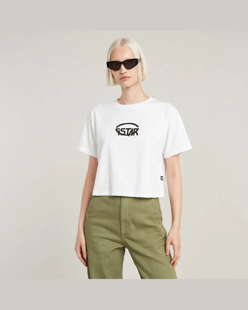 G-STAR RAW Cropped Logo Relaxed Top - Weiß - Damen Weiß