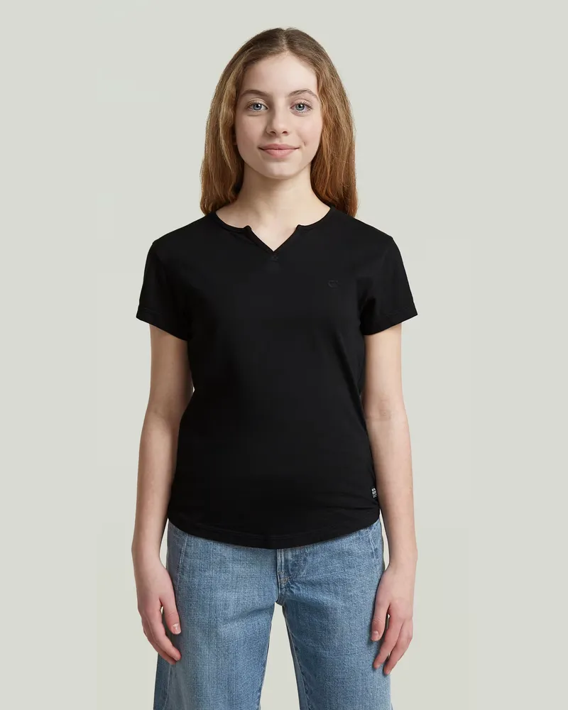 G-STAR RAW Girls Micro Placket Slim T-Shirt - Schwarz - mädchen Schwarz