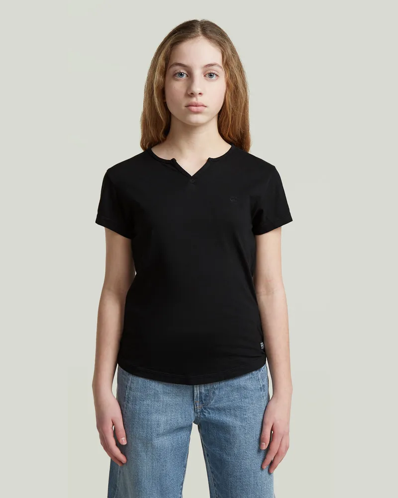 G-STAR RAW Girls Micro Placket Slim T-Shirt - Schwarz - mädchen Schwarz