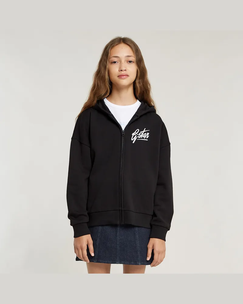G-STAR RAW Mädchen Hoodie Zipp Brushed - Schwarz - mädchen Schwarz