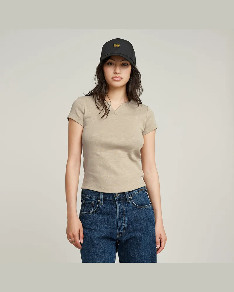 G-STAR RAW Micro Placket Slim Top - Beige - Damen Beige