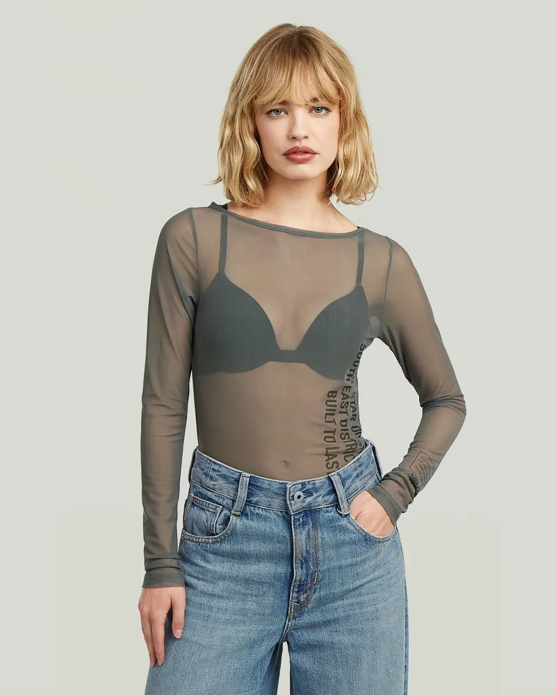 G-STAR RAW Stencil Boat Slim T-Shirt - Braun - Damen Braun