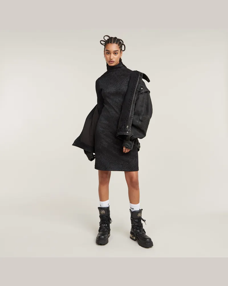 G-STAR RAW Coated Rib Dress - Schwarz - Damen Schwarz