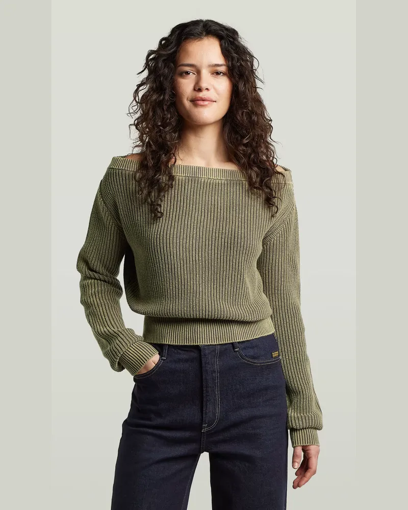 G-STAR RAW Off Shoulder Washed Knit - Braun - Damen Braun