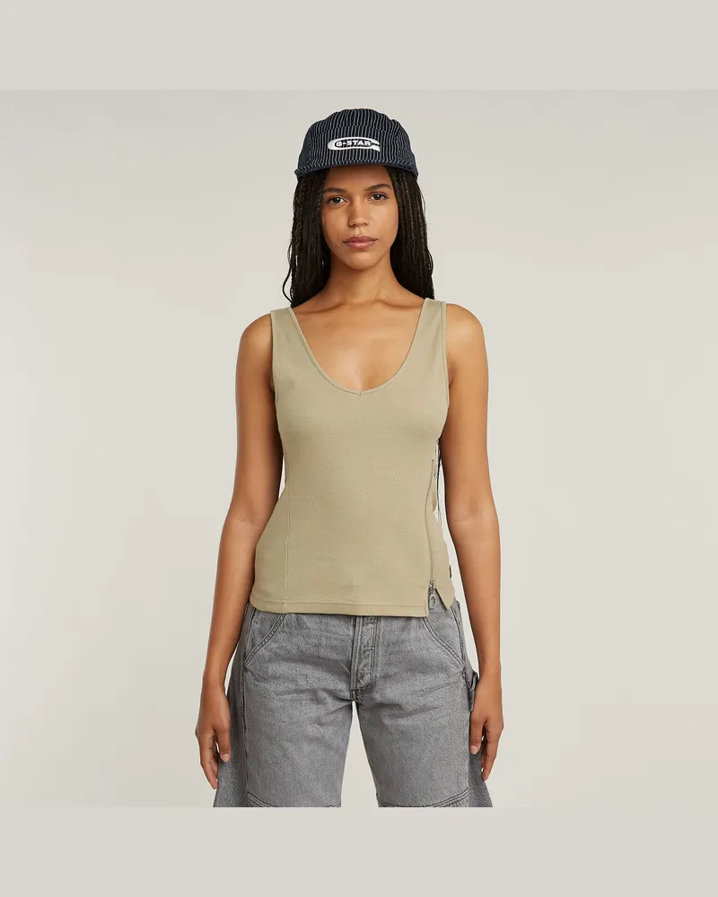 G-STAR RAW Asymmetrical Zip Slim Tanktop - Beige - Damen Beige