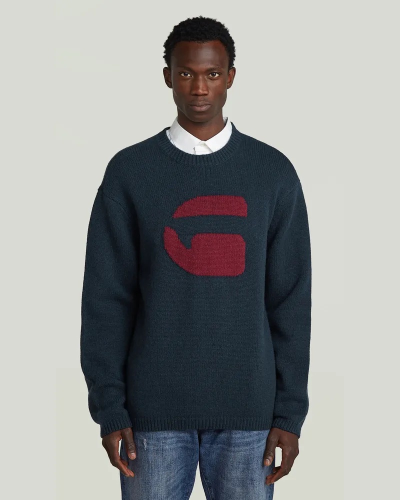G-STAR RAW G Logo Relaxed Knit - Dunkelblau - Herren Dunkelblau