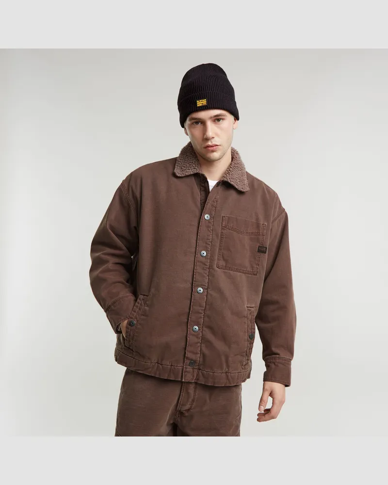 G-STAR RAW Boxy Fit Sherpa Jacke - Braun - Herren Braun