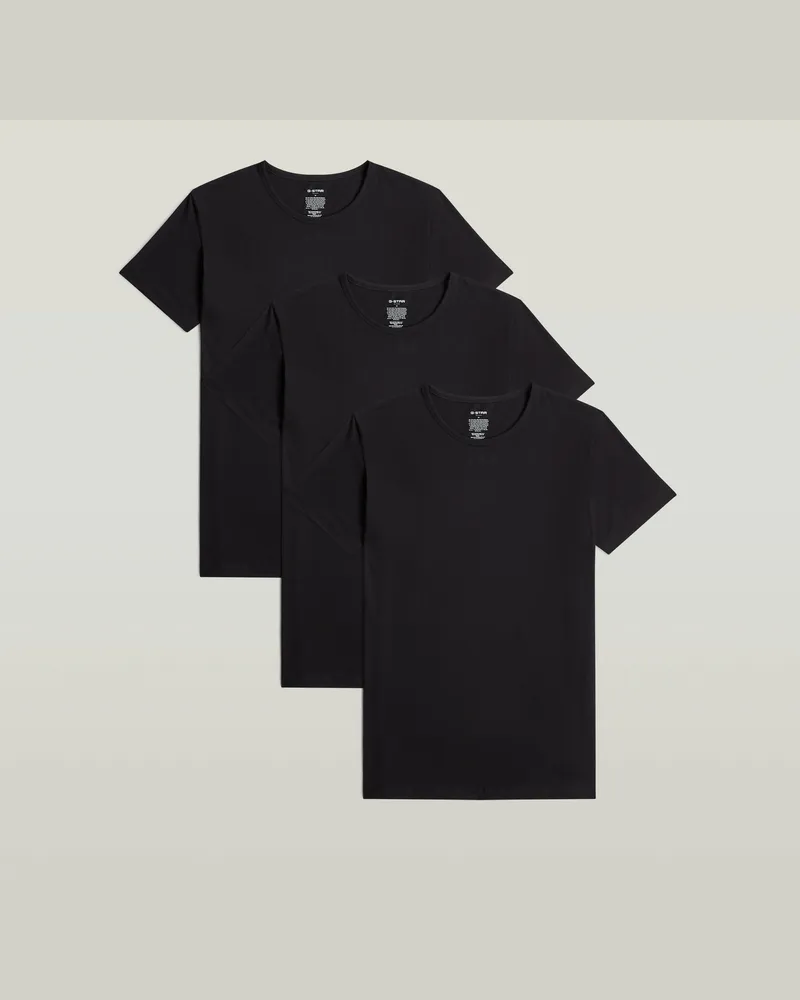G-STAR RAW T-Shirt Crew 3er-Pack - Schwarz - Herren Schwarz