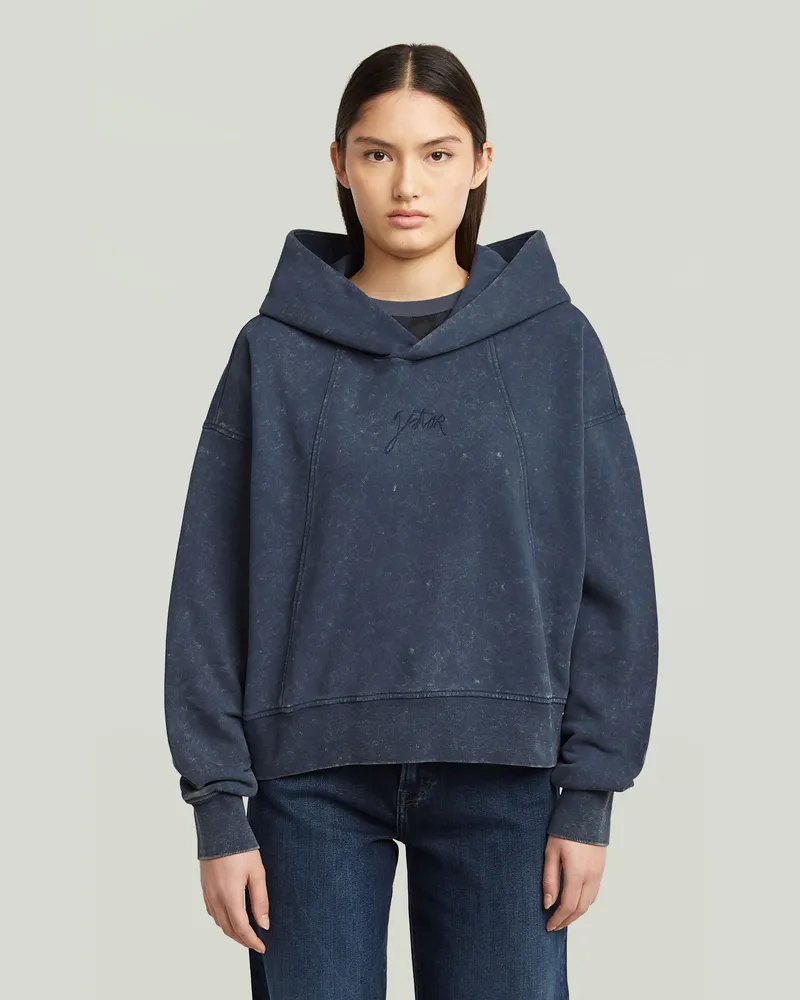 G-STAR RAW Washed A-Line Script Hoodie Sweatshirt - Dunkelblau - Damen Dunkelblau