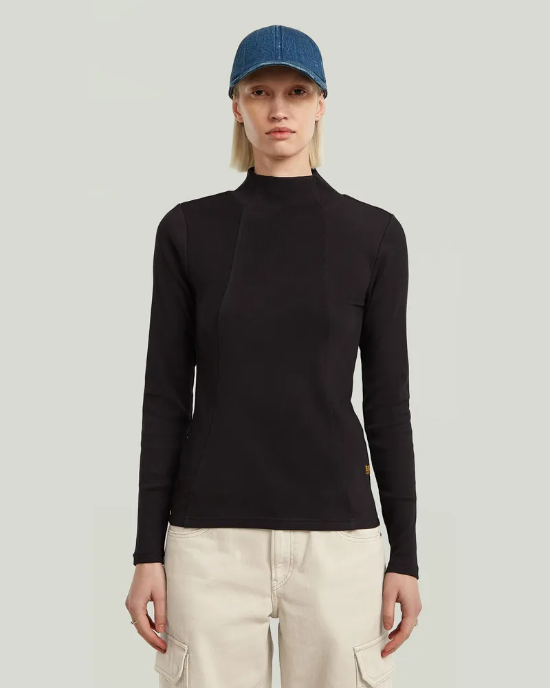 G-STAR RAW A-Line Slim Mock T-Shirt - Schwarz - Damen Schwarz