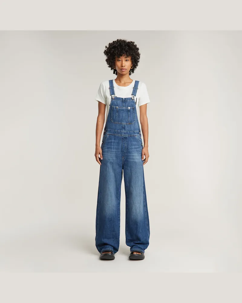 G-STAR RAW Straight Leg Latzhose - Mittelblau - Damen Mittelblau