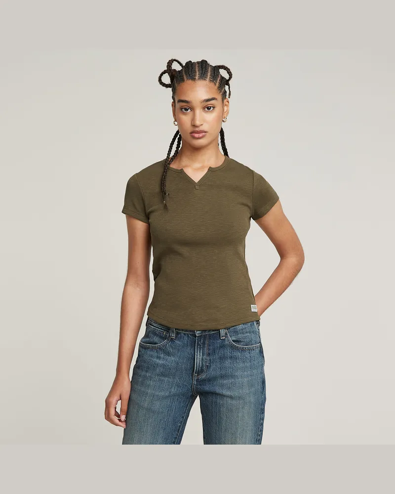 G-STAR RAW Micro Placket Slim Top - Grün - Damen Grün