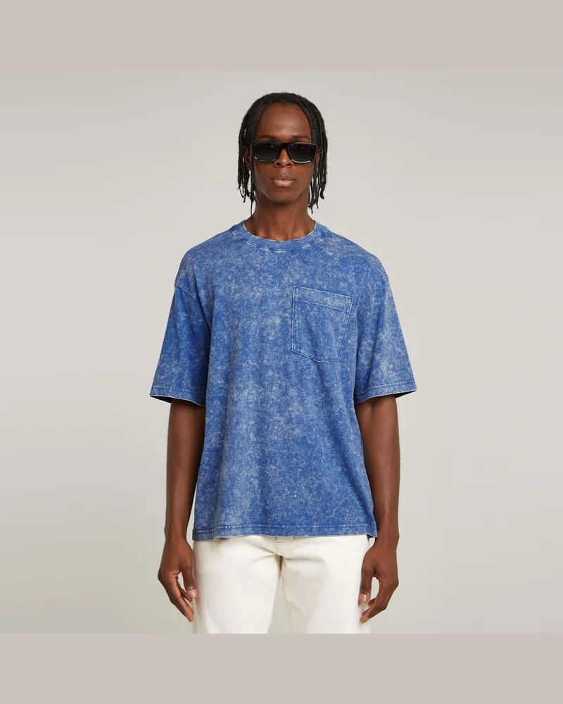 G-STAR RAW Acid Wash Boxy T-Shirt - Mittelblau - Herren Mittelblau