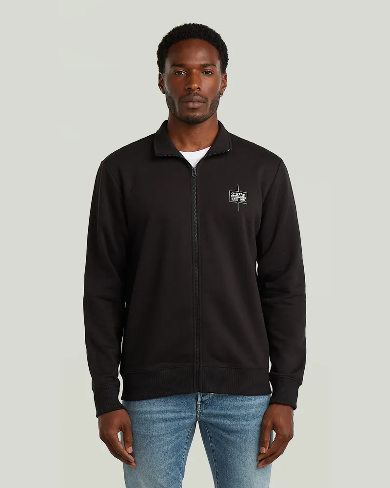 G-STAR RAW Logo Zip Thru Sweatshirt - Schwarz - Herren Schwarz