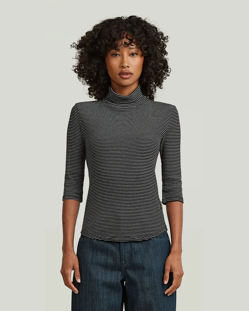G-STAR RAW Striped Slim Mock T-Shirt - Mehrfarbig - Damen Mehrfarbig