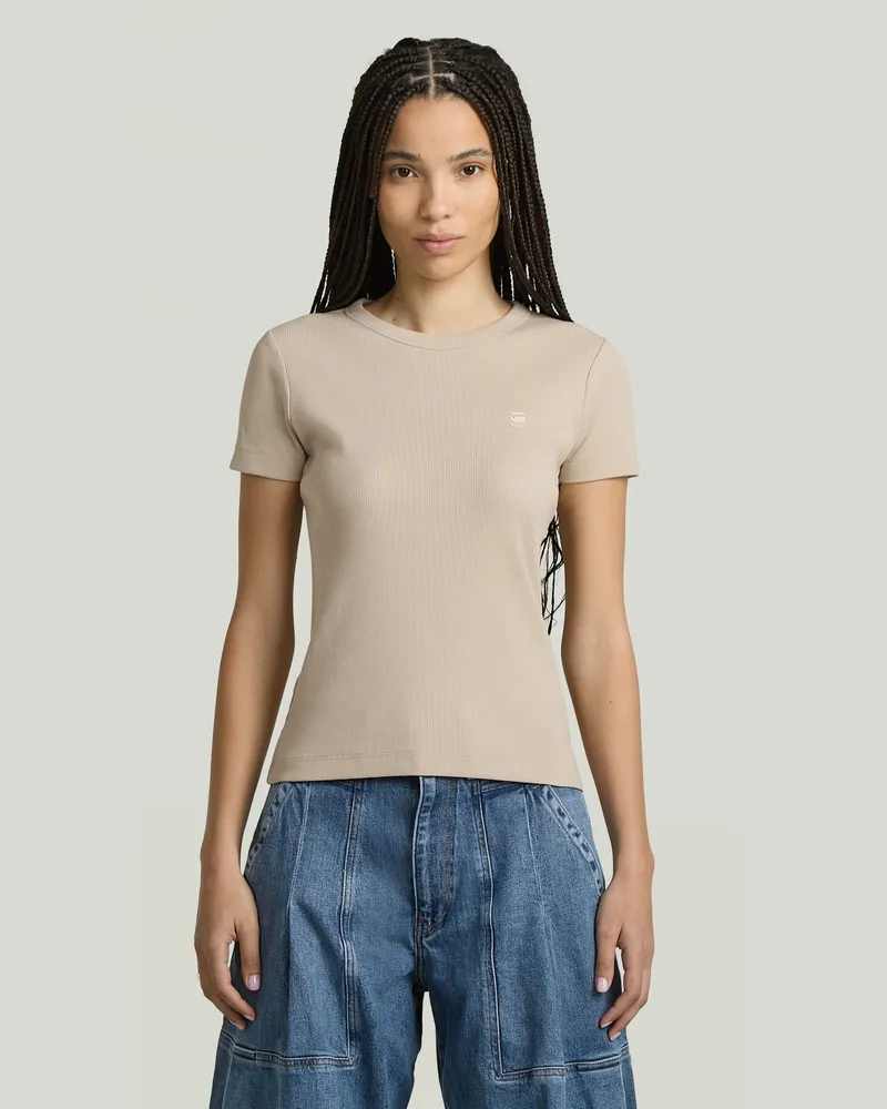 G-STAR RAW Rib Cap Sleeve T-Shirt - Beige - Damen Beige