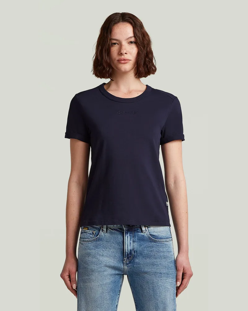 G-STAR RAW Embro G-Script Logo Top - Dunkelblau - Damen Dunkelblau