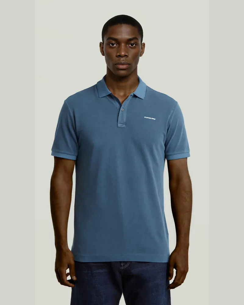 G-STAR RAW Oluv Slim Poloshirt - Mittelblau - Herren Mittelblau