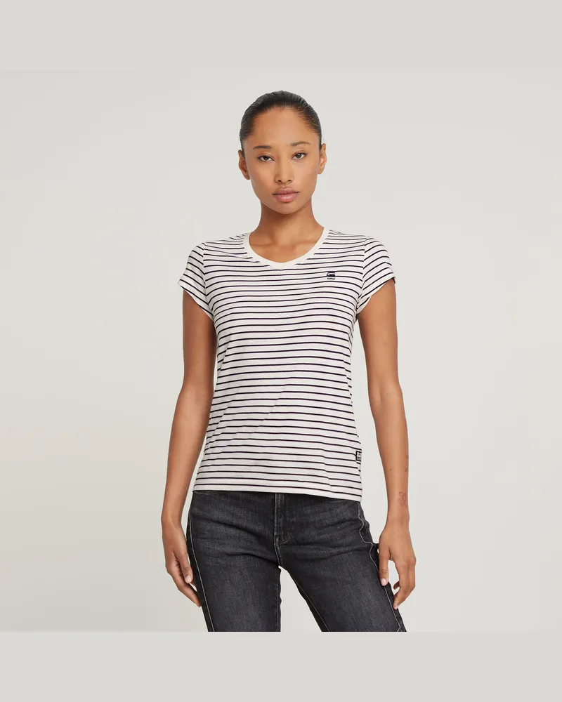 G-STAR RAW Stripe Eyben Slim V-Neck Top 2.0 - Mehrfarbig - Damen Mehrfarbig