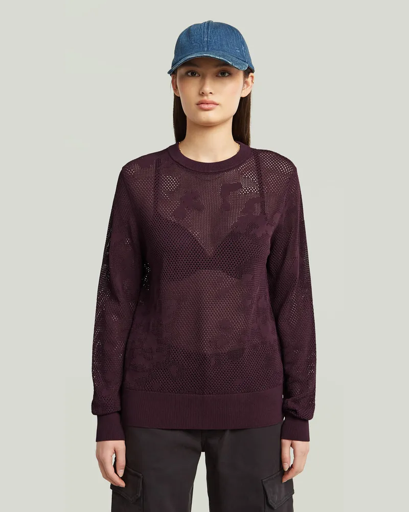 G-STAR RAW Pointelle Knit Pullover - Rot - Damen Rot
