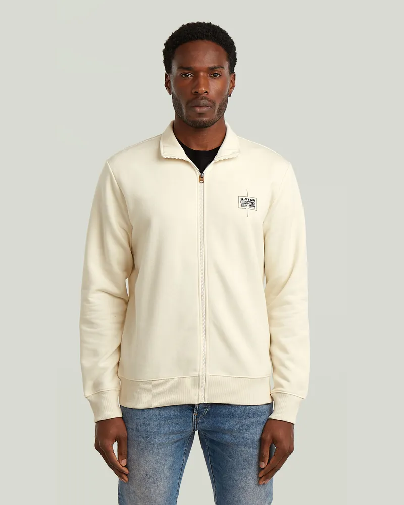G-STAR RAW Logo Zip Thru Sweatshirt - Beige - Herren Beige