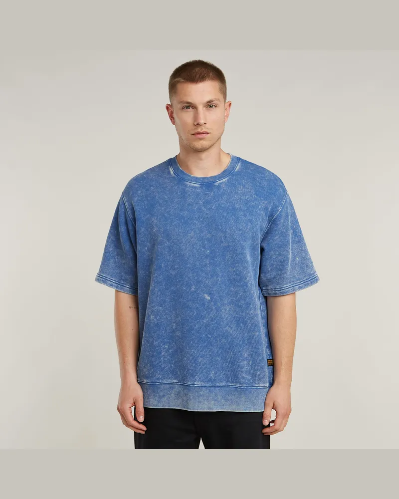 G-STAR RAW Acid Wash Loose Sweater - Mittelblau - Herren Mittelblau