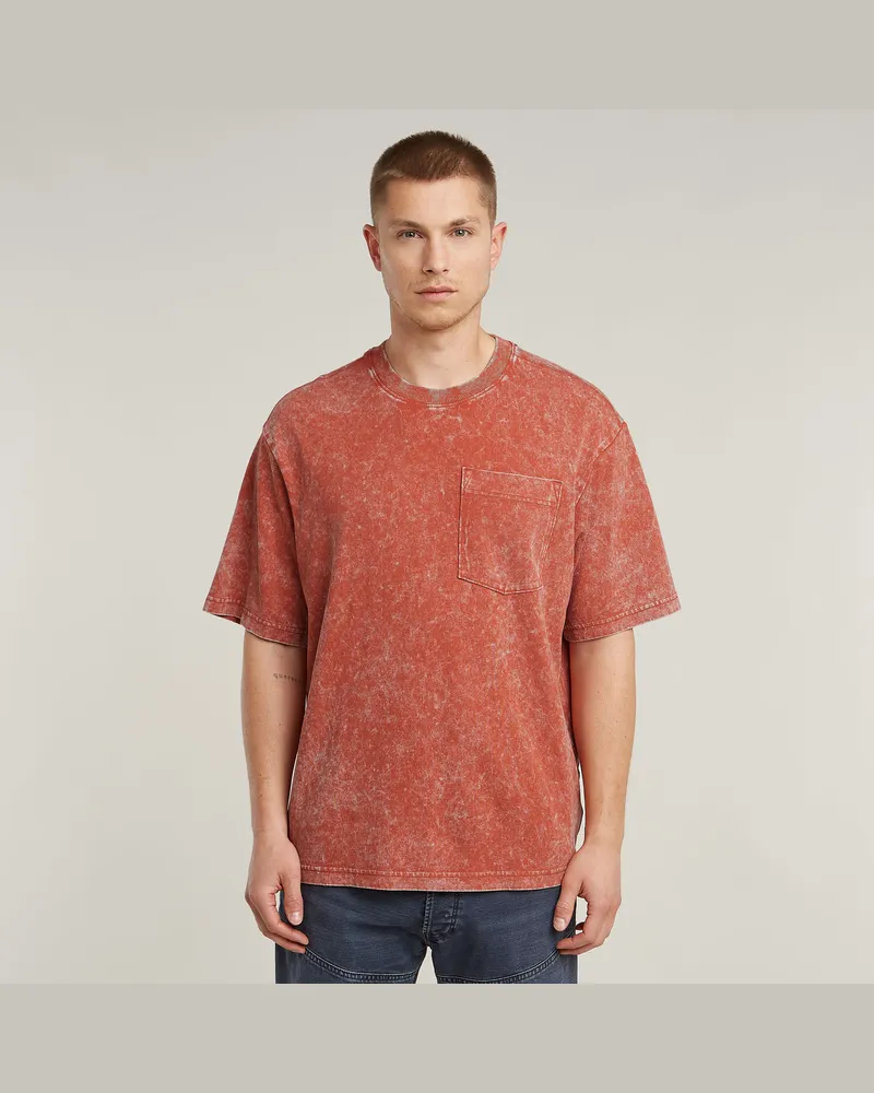 G-STAR RAW Acid Wash Boxy T-Shirt - Rot - Herren Rot