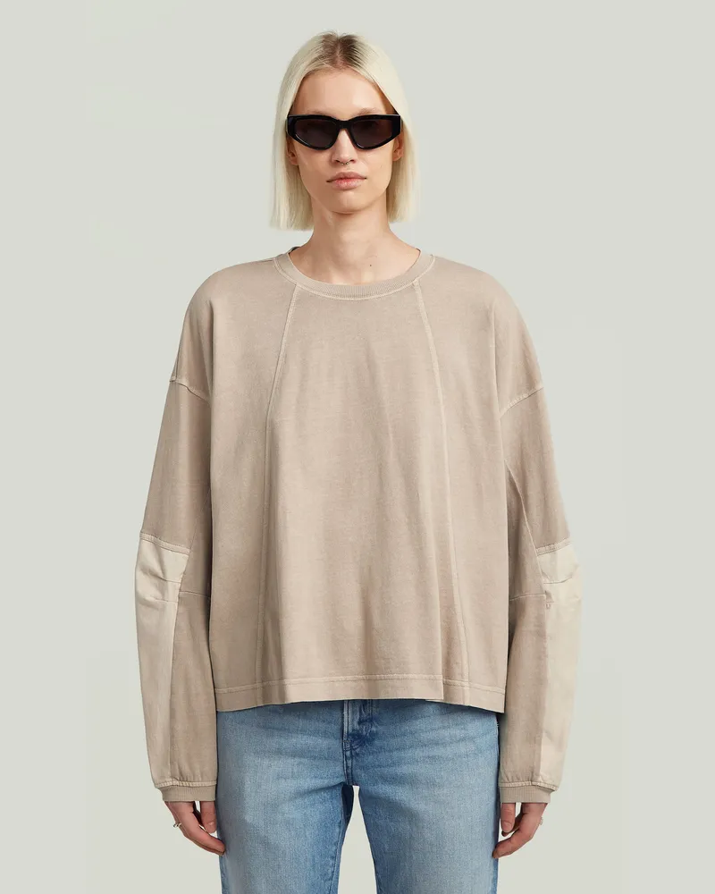 G-STAR RAW Washed 3D Mix Oversized T-Shirt - Beige - Damen Beige