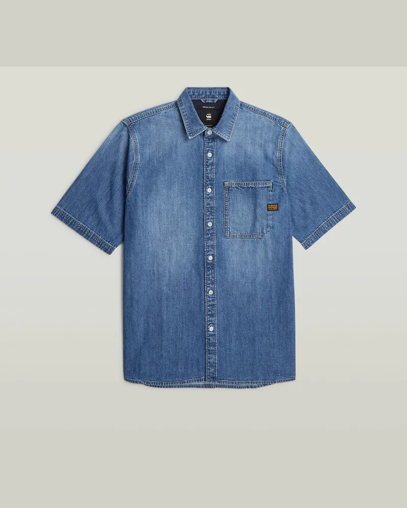 G-STAR RAW Regular 1-Pocket Hemd - Mittelblau - Herren Mittelblau