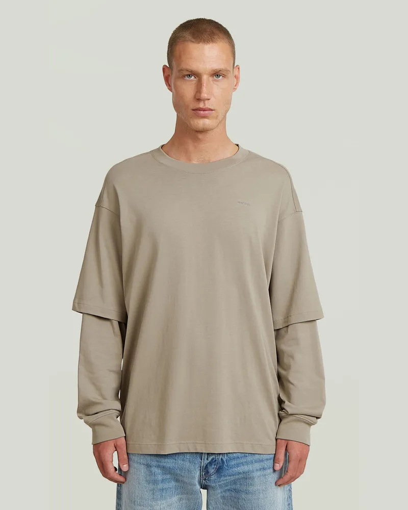 G-STAR RAW Double Sleeve Loose T-Shirt - Beige - Herren Beige