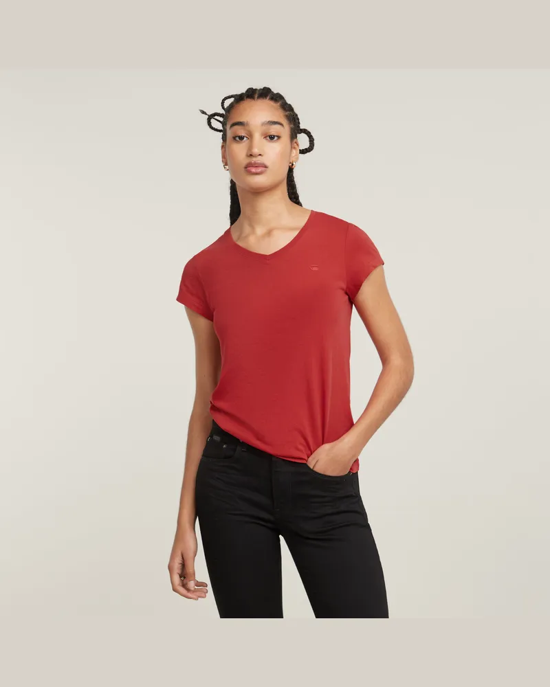 G-STAR RAW Eyben Slim V- Neck Top - Rot - Damen Rot