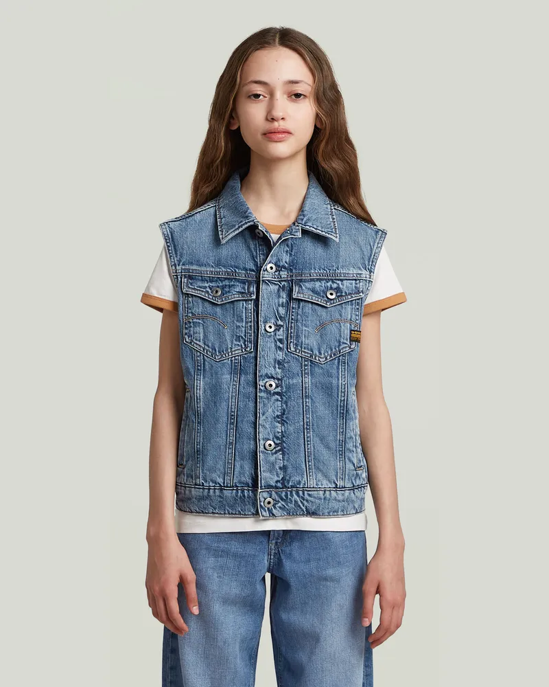 G-STAR RAW Girls Relaxed Denim Vest - Mittelblau - mädchen Mittelblau