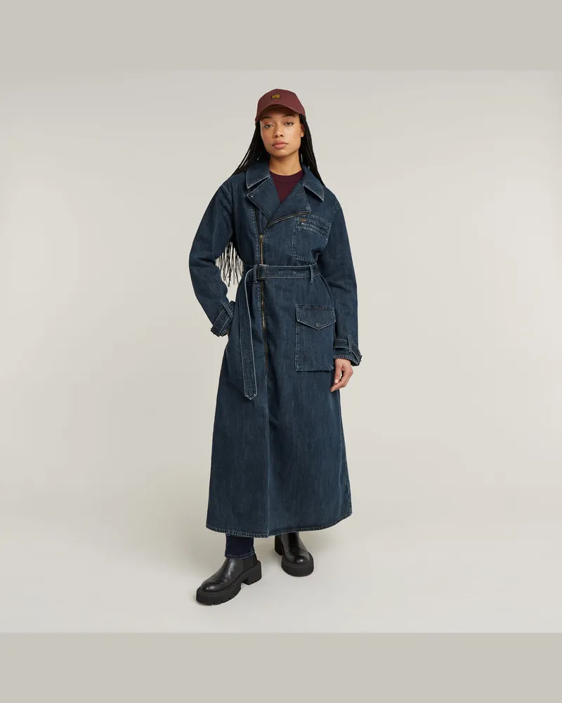 G-STAR RAW Long Biker Trench - Dunkelblau - Damen Dunkelblau
