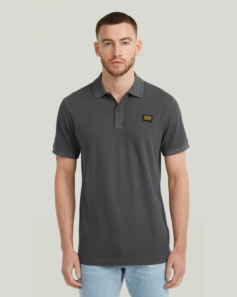 G-STAR RAW Dunda Overdyed Slim Poloshirt Badge - Schwarz - Herren Schwarz